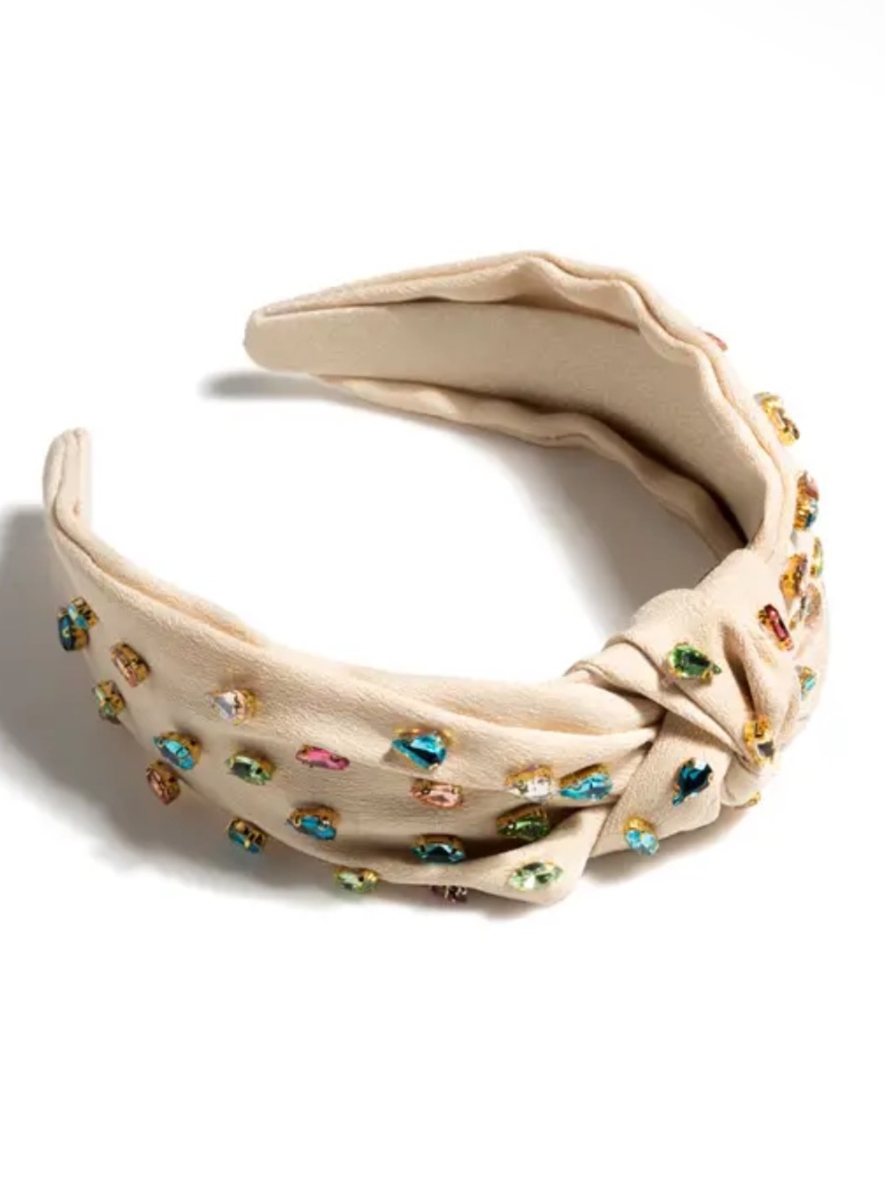 Shiraleah Cream Knotted Headband with Multicolor Gemstones